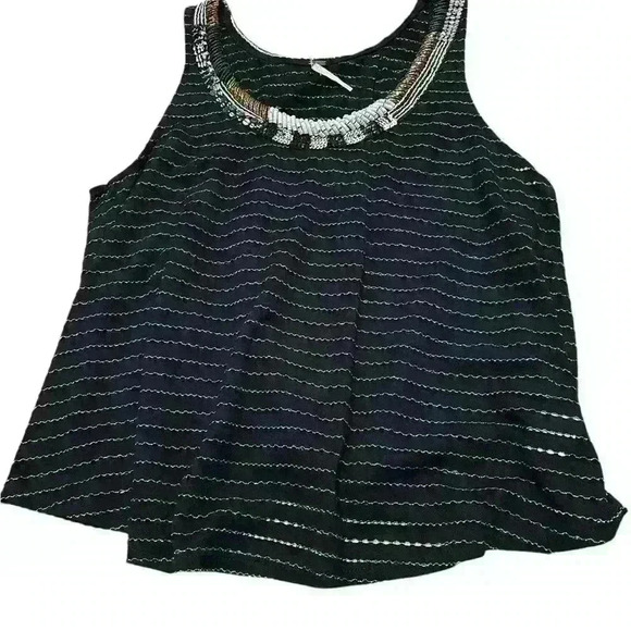 Free People Heartloom Split Back Beaded Tank Top Size Medium - Picture 1 of 5